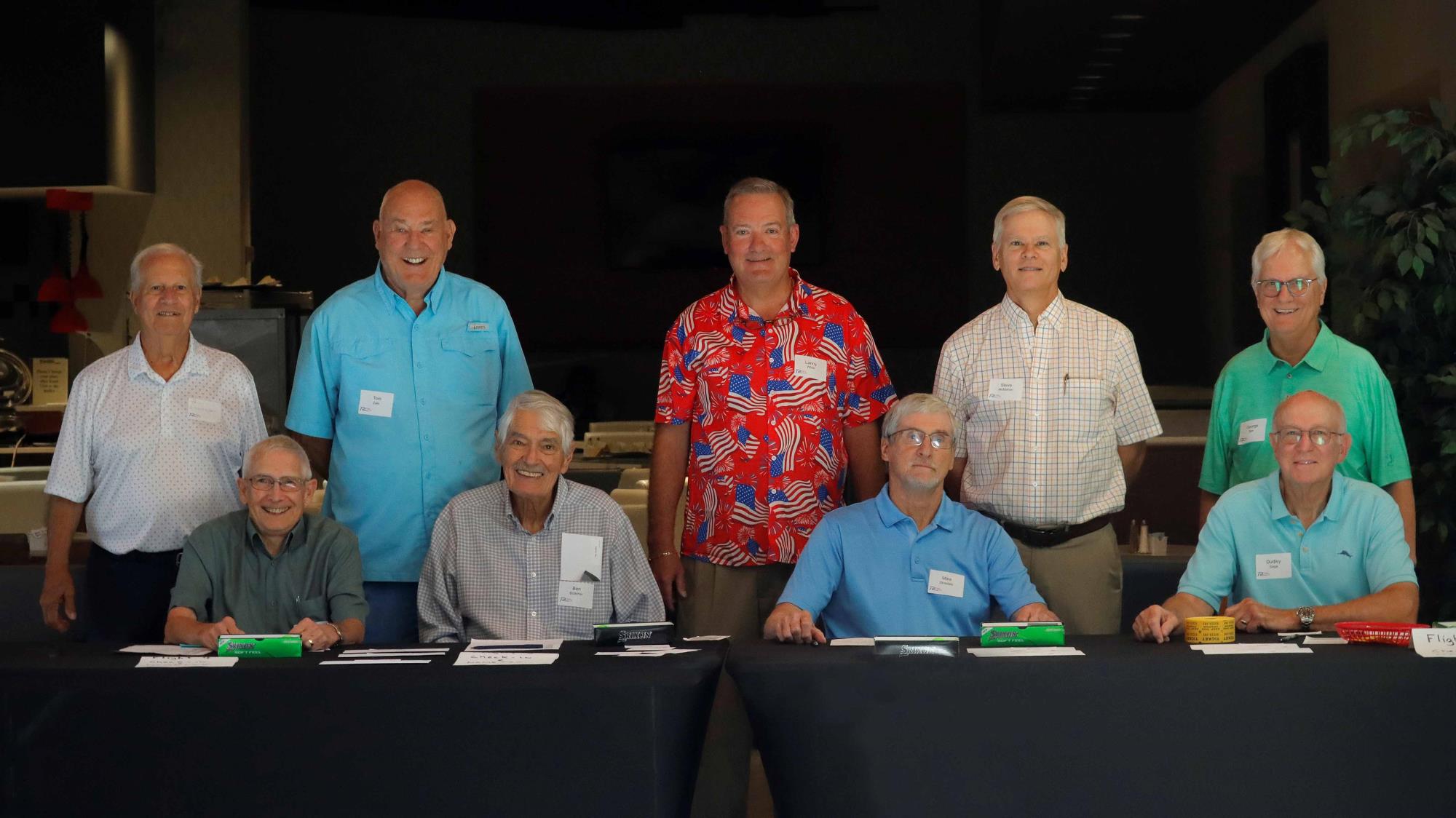 2025 Board of Directors of the Richardson Senior Golf League posing together at an indoor event.